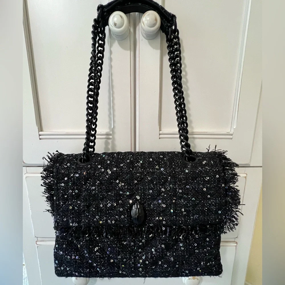 Kurt Geiger Large Kensington Tweed Shoulder Bag with Sequins - Picture 2 of 6